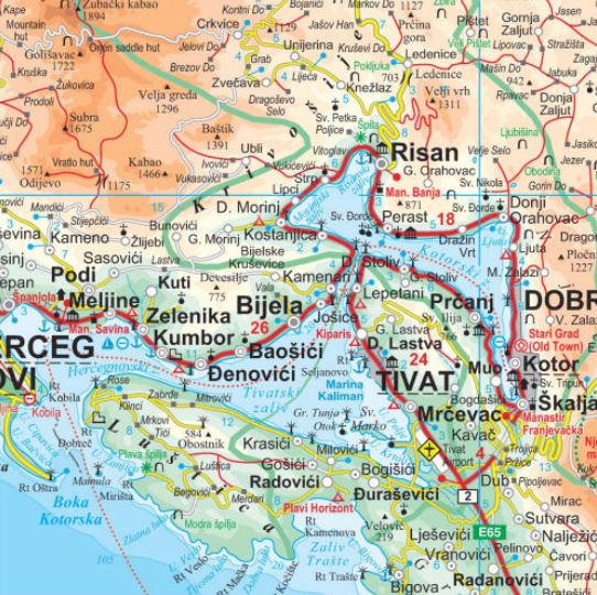 Wegenkaart Montenegro & Albanië Noord 1:200.000