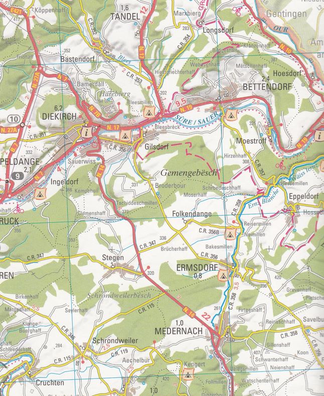 Luxemburg Topografische Kaart 1:100.000