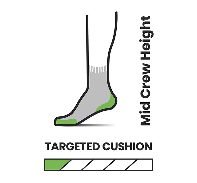 Women's Run Targeted Cushion Mid Crew Socks