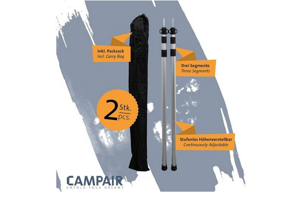 Aluminium Tarp Pole 90cm-230cm (2stuks)