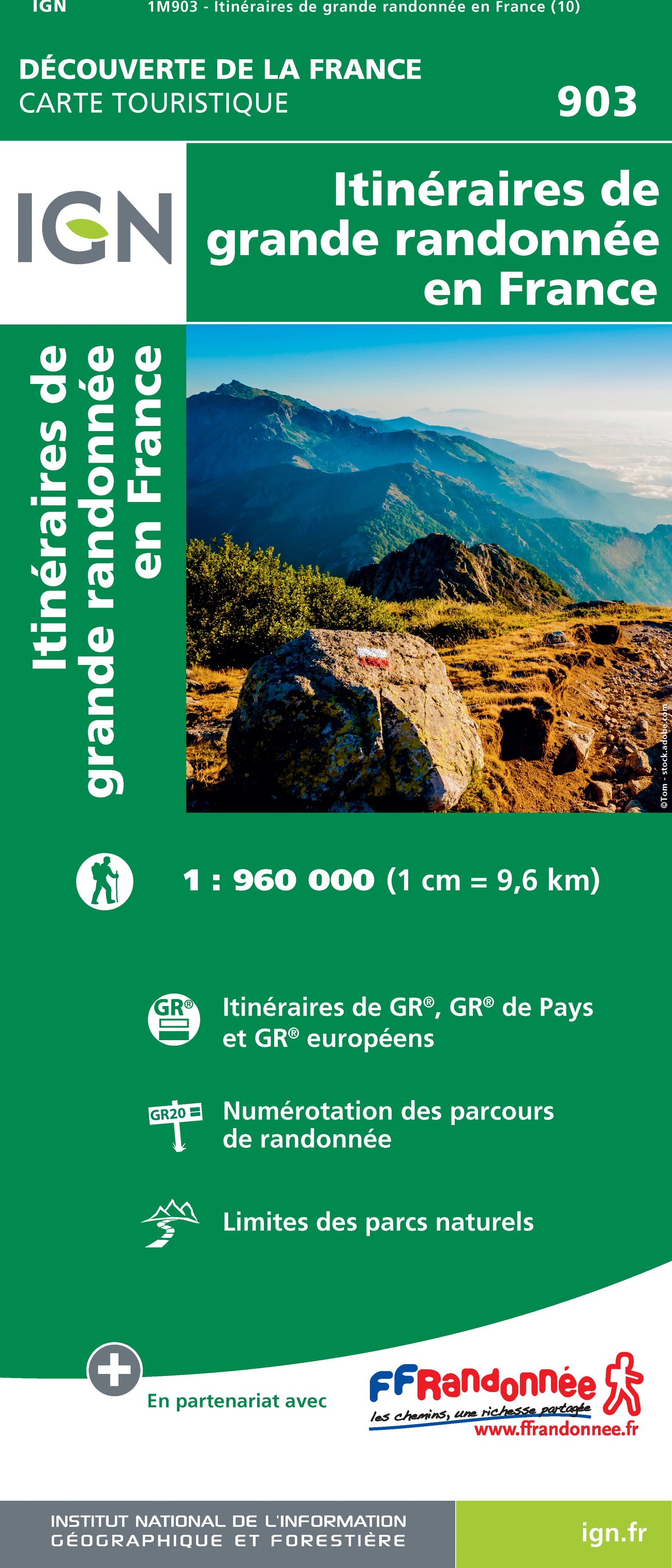 Frankrijk itinéraires de grande randonnée - 1/800