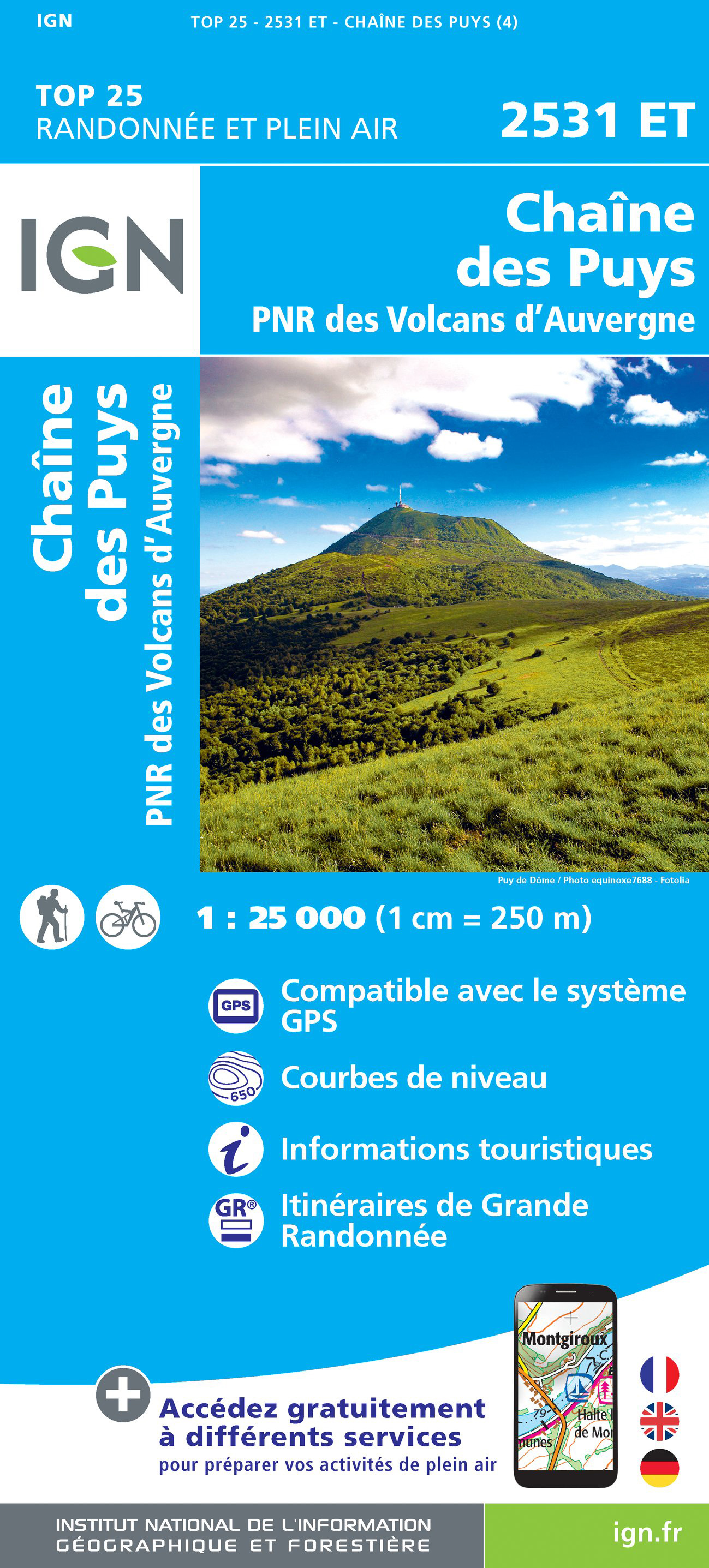 Chaîne des Puys PNR des Volcans d'Auvergne gps - 1/25