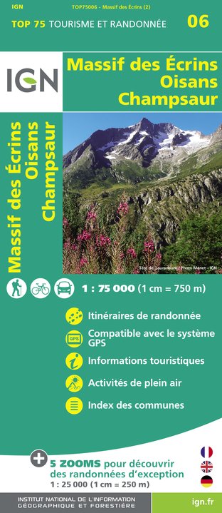 Oisans Champsaur - Massif Ecrins ign - 1/75