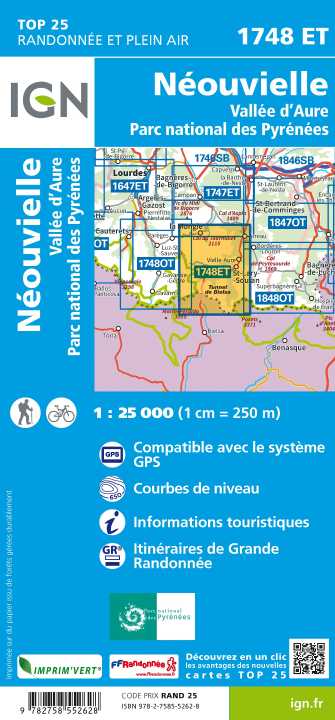 1748ET Néouvielle / Vallée d'Aure / PNR des Pyrénées gps