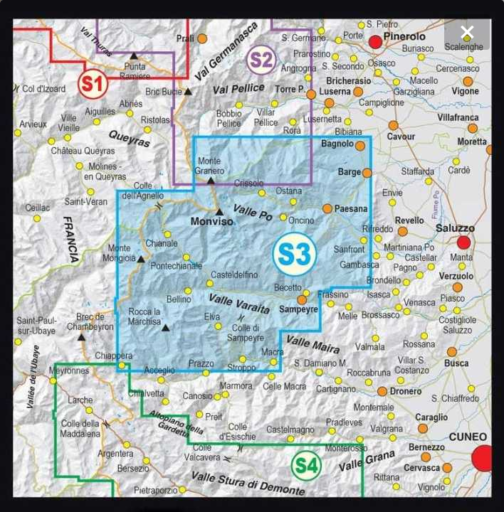 Valle Po Val Varaita Ski touring map 1/25