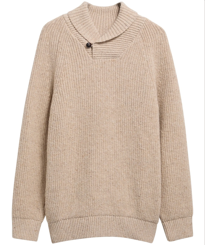 Essentials Fleck Shawl Neck Heren