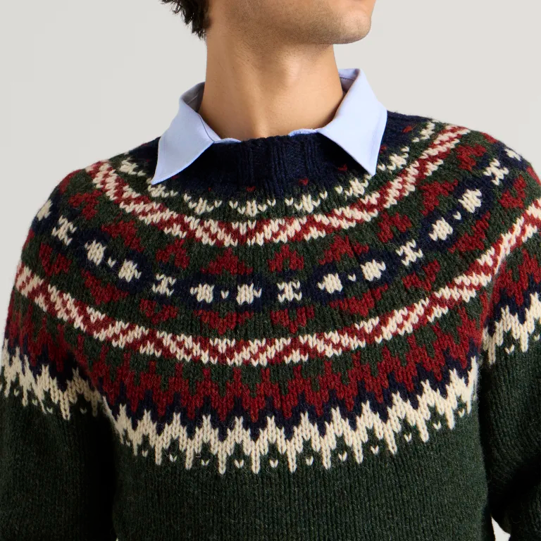 Men's Scottish Made Placement Fairisle Crew