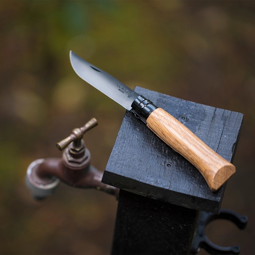 Opinel Nr°8, Blk Oak, Rvs/eik, in kist 7