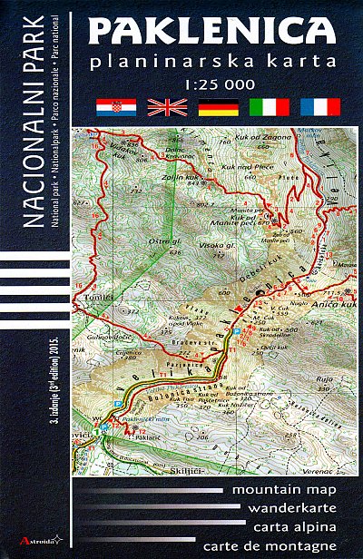 Paklenica National Park mountain map 1:25,000
