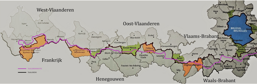 De Taalgrensroute Vlaanderen - Wallonië 430 km