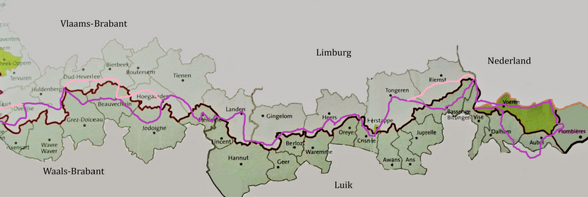 De Taalgrensroute Vlaanderen - Wallonië 430 km