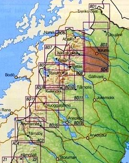 Fjällkarta BD4 Kiruna 1:100 000