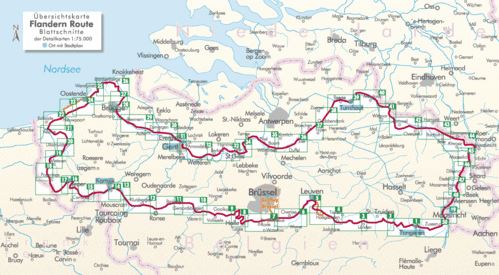 Vlaanderen Fietsroute - Ronde door het Noorden van België 1:75.000