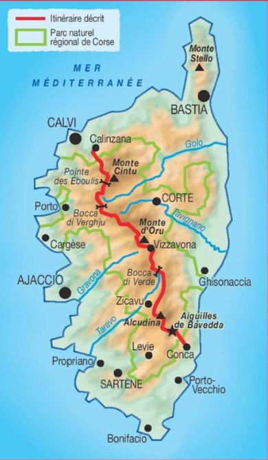 Corse à travers la montagne GR20