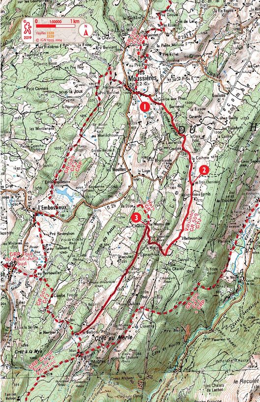 GR5 Grande Traversée du Jura à pied GR509/GRP+30j.de rand.