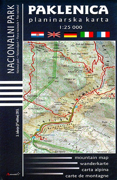 Paklenica National Park mountain map 1:25,000