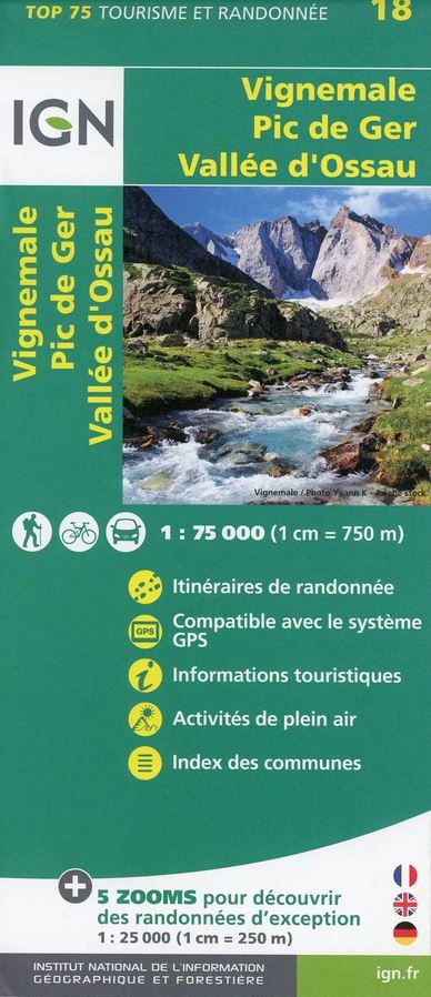 75018 Vignemale - Pic de Ger - Vallée d'Ossau 1:75.000