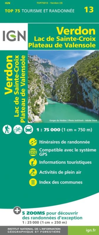 75013 Verdon - Lac de Sainte-Croix - Valensole 1:75.000