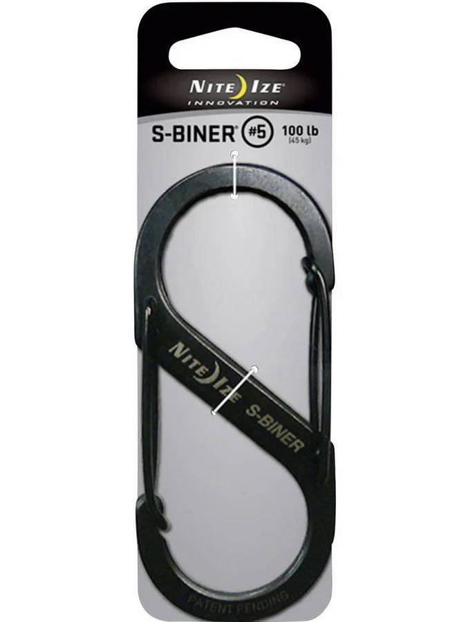 Karabynhaak Dubbel S-Biner - Zwart - Max. 45kg