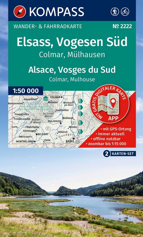 Wandelkaart - Fietskaart 2222 Elsass - Vogesen Süd