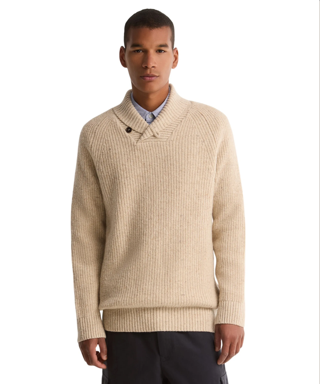 Essentials Fleck Shawl Neck Heren