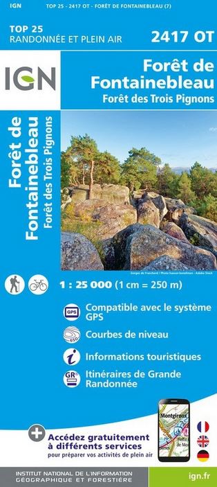 [IGN.2417OT] 2417OT Forêt de Fontainebleau / Forêt des Trois Pignons gps