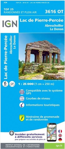 [IGN.3616OT] 3616OT Lac de Pierre-Percée / Abreschwiller / Le Donon gps