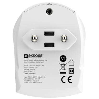 [00771304] Reisstekker Europa 2x USB