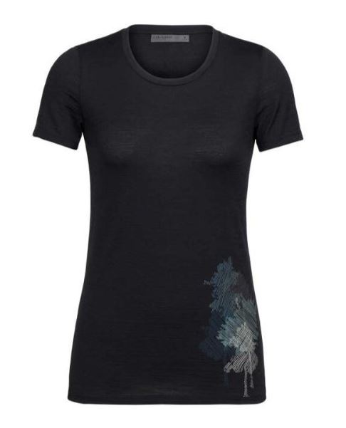 Tech Lite SS Low Crewe Through Trees Dames Black