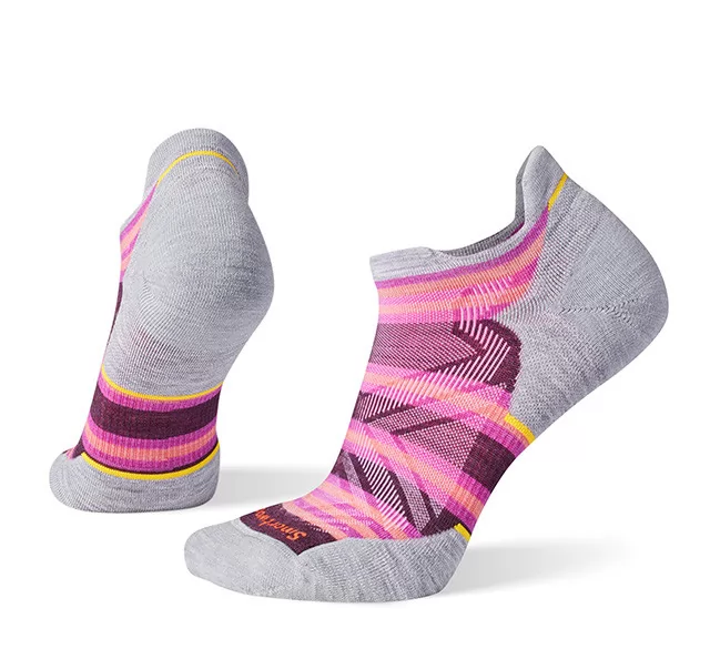 Women's Run Targeted Cushion Stripe Low Ankle Socks Bordeaux