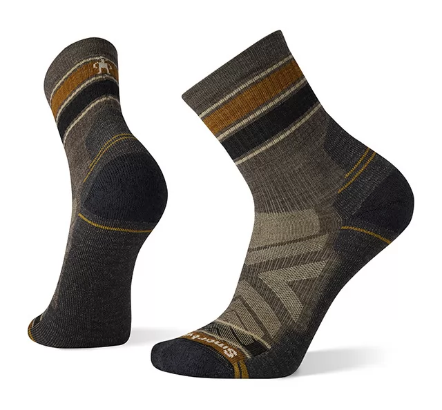 Hike Light Cushion Striped Mid Crew Socks Taupe