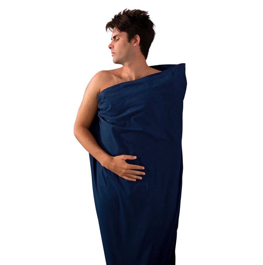 [00971846] Premium Cotton Travel Liner - Mummy Navy Blue