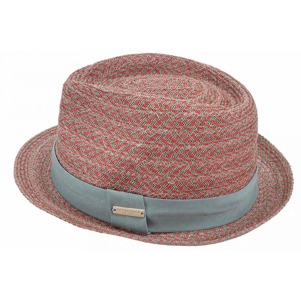 Papermix Braid Fedora Khaki/Ruby Red
