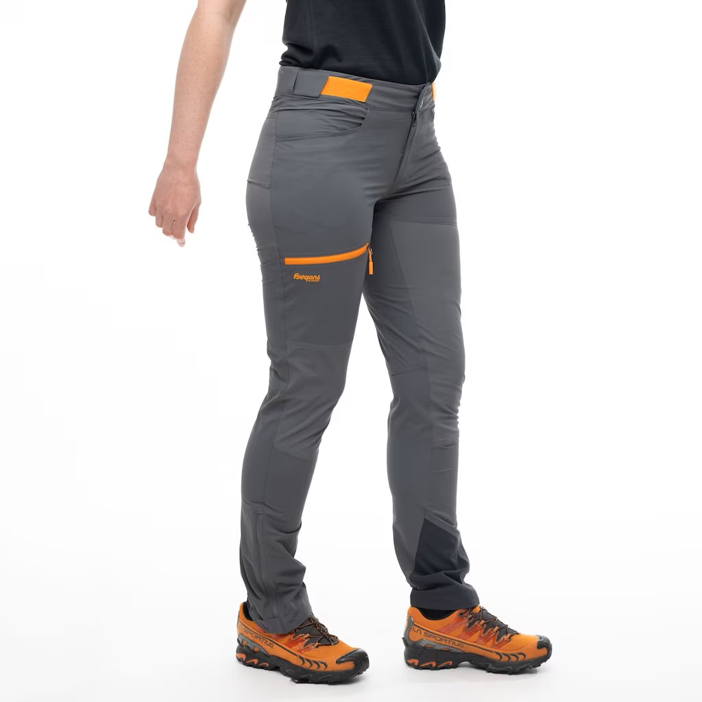 Cecilie Mountain Softshell Pants Dames Solid Dark Grey/Cloudberry Yellow