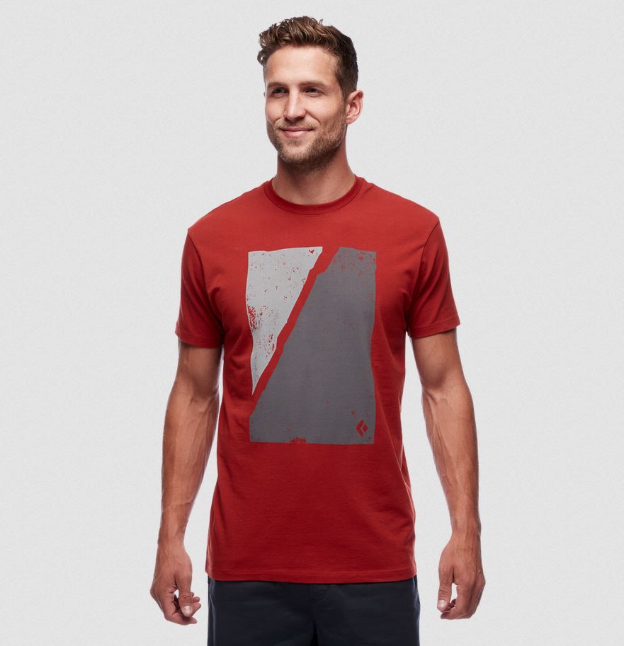 Men's Block Print Mountain SS Tee Red Rock