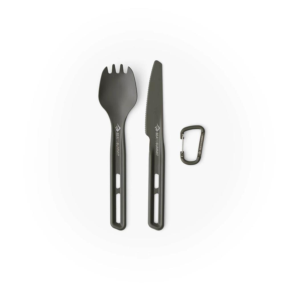 [ACK034021-121701] Frontier UL Cutlery Set - [2 Piece] Spork and Knife Aluminium Hard Anodised Grey