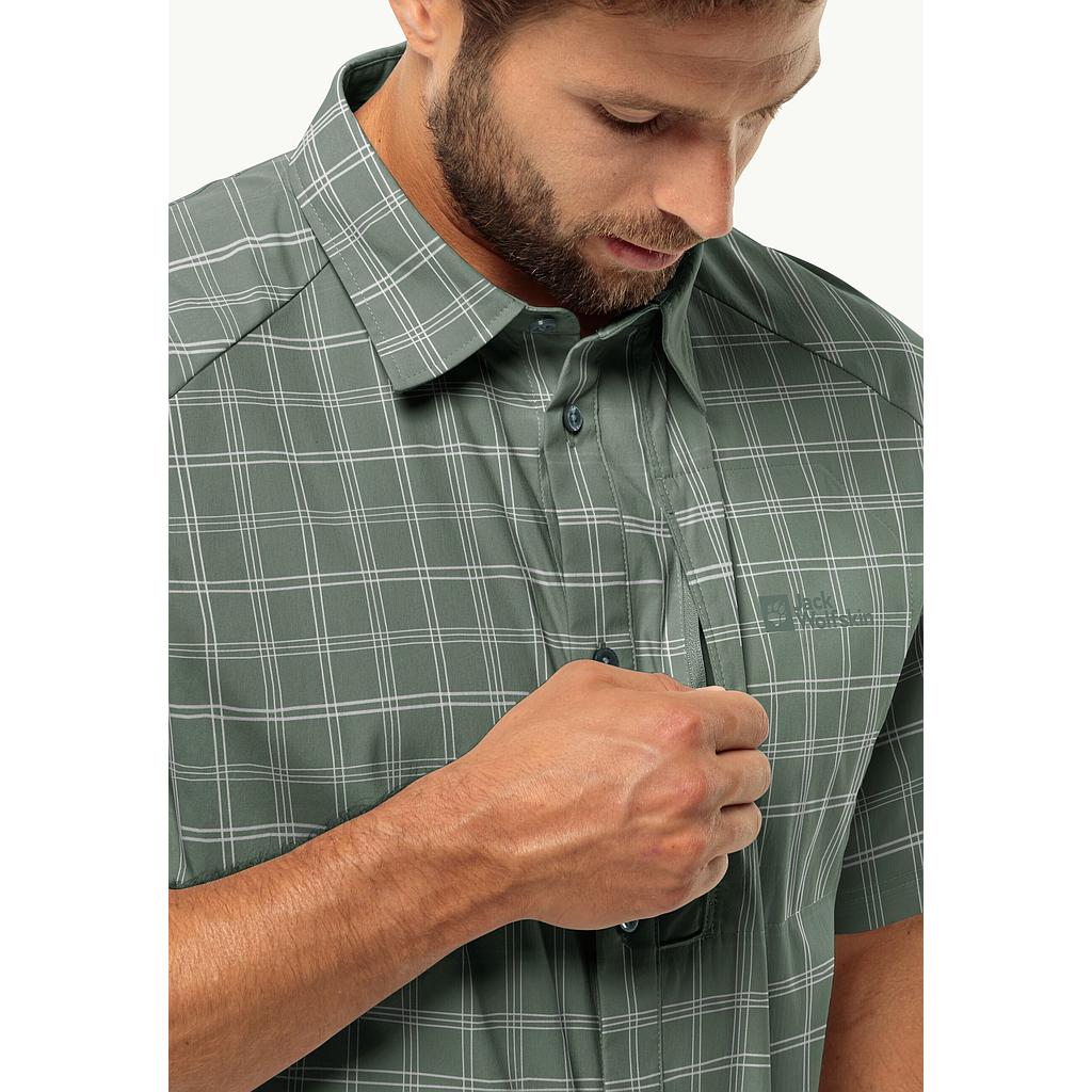Norbo S/S Shirt Heren Hedge Green Checks