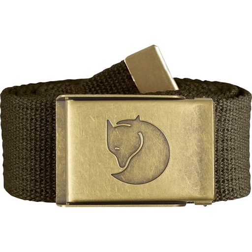 [F77297 633] Canvas Brass Belt 4 cm Dark Olive