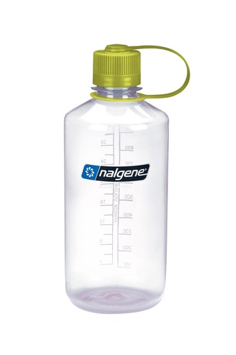 [N2021-1432] Drinking Bottle Narrow-Mouth 1L Clear W/Green Clos