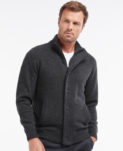 Essential Patch Zip Through Heren Charcoal Marl