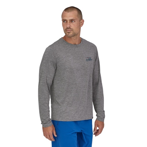 Men's LS Cap Cool Daily Graph Shirt 73 Skyline/Feather Grey