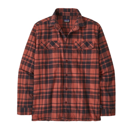 M's L/S Organic Cotton MW Fjord Flannel Shirt Ice Caps: Burl Red