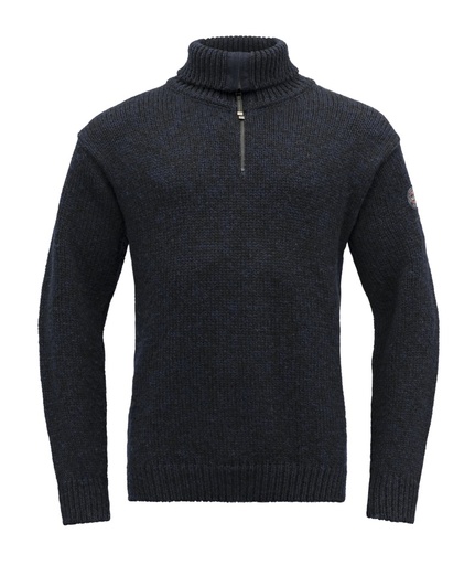 Nansen Wool Zip Neck Dark Blue Melange
