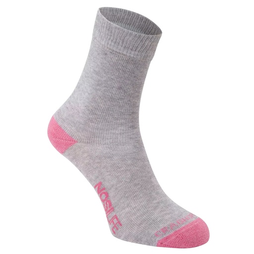 Nosilife Travel Twin Pack Socks Dames Soft Grey Marl/Englisch Rose Stripe