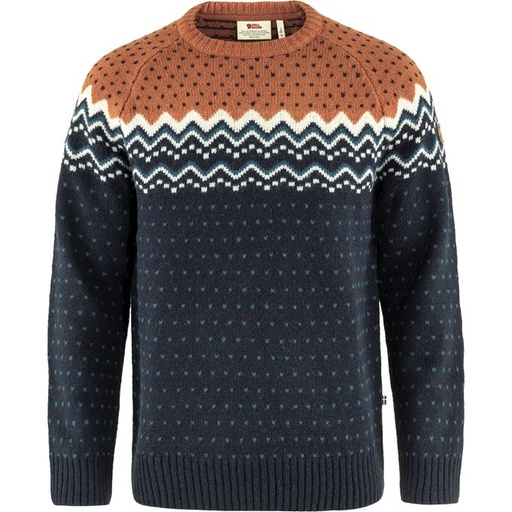 Övik Knit Sweater Heren Dark Navy/Terracotta Brown