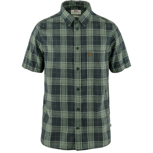 Övik Travel Shirt SS Heren Dark Navy/Patina Green
