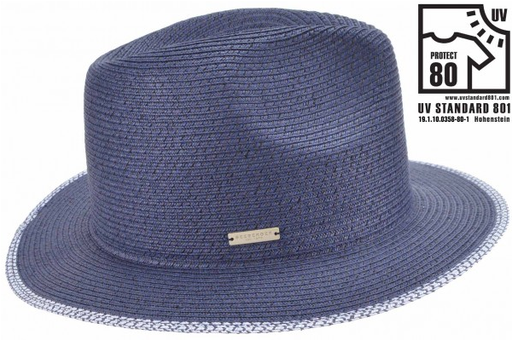 [055008 6167 M] Paper Braid Fedora With Contrast Edge 55008-0 Swallow Blue/Light Blue