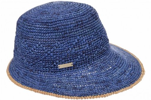 [055145 6194 one size] Raffia Crochet Cap With Special Weaving 55145-0 Swallow Blue/Sand
