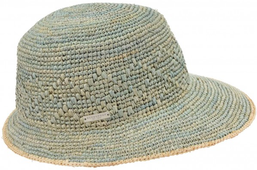 [055145 5893 one size] Raffia Crochet Cap With Special Weaving 55145-0 Aqua/Linen