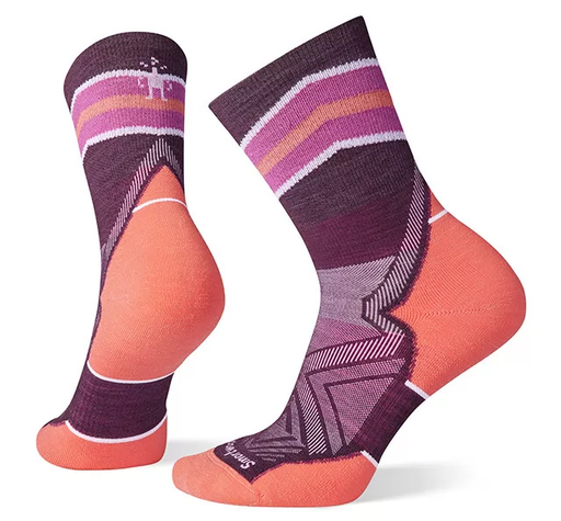 Women's Run Targeted Cushion Mid Crew Socks Bordeaux